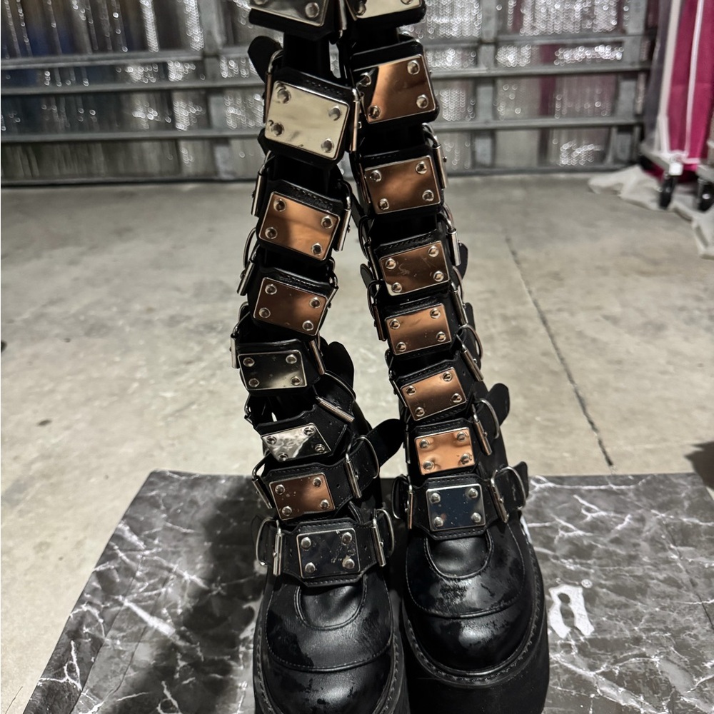 Demonia - Swing-815 Black Multi-Buckle Platform B… - image 3